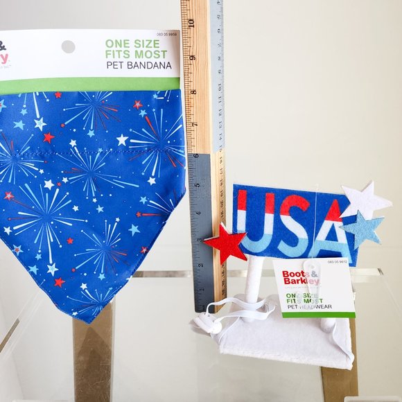 Boots & Barkley USA Pet Headwear and Fireworks Bandana Red White and Blue - Picture 4 of 6